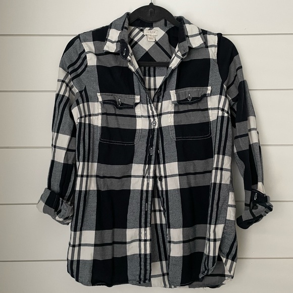 Navy blue and white flannel. J Crew. - Picture 1 of 2